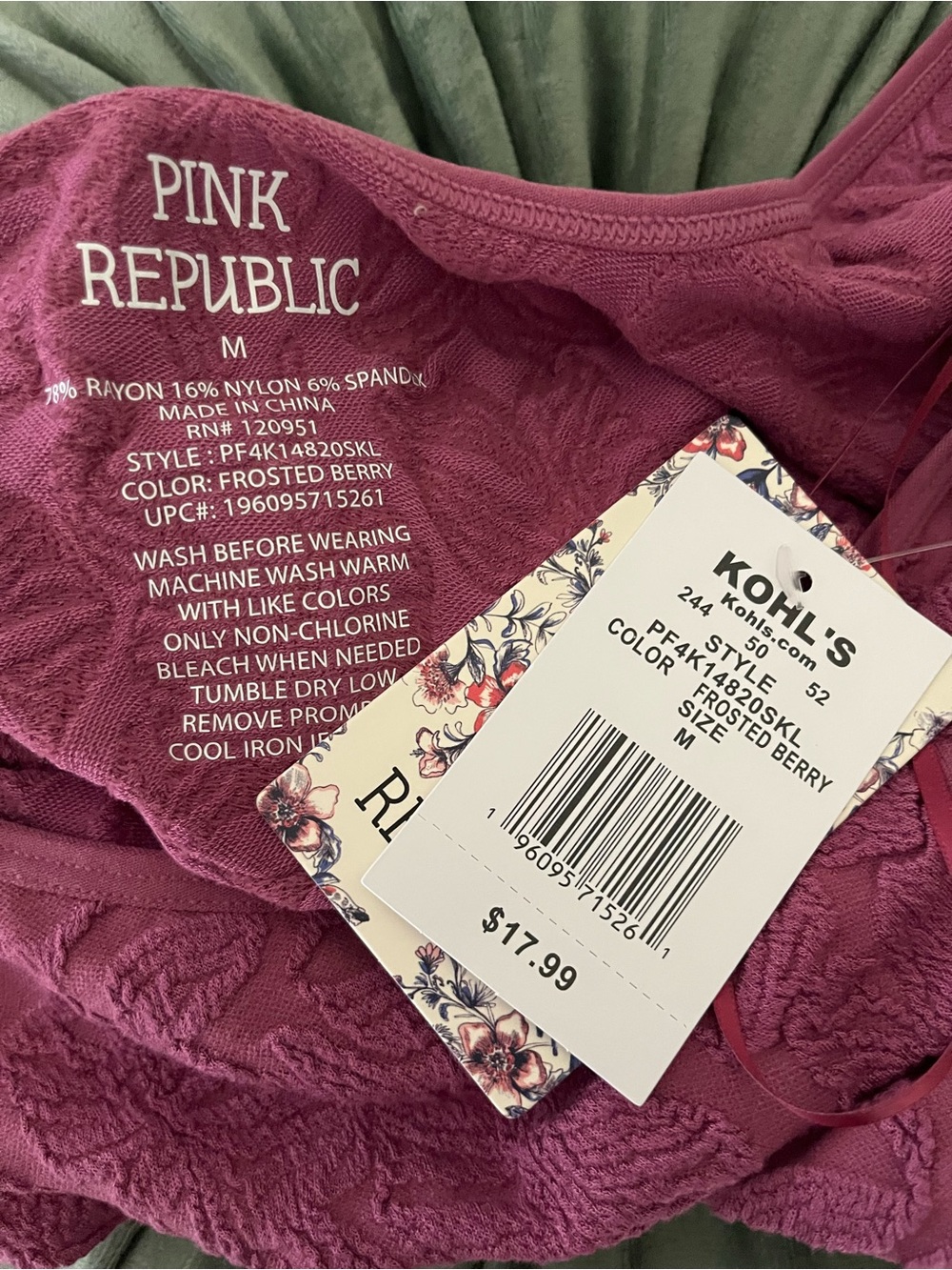 Pink Republic Short Sleeve Textured Top - Raspberry Pink - Picture 5 of 5